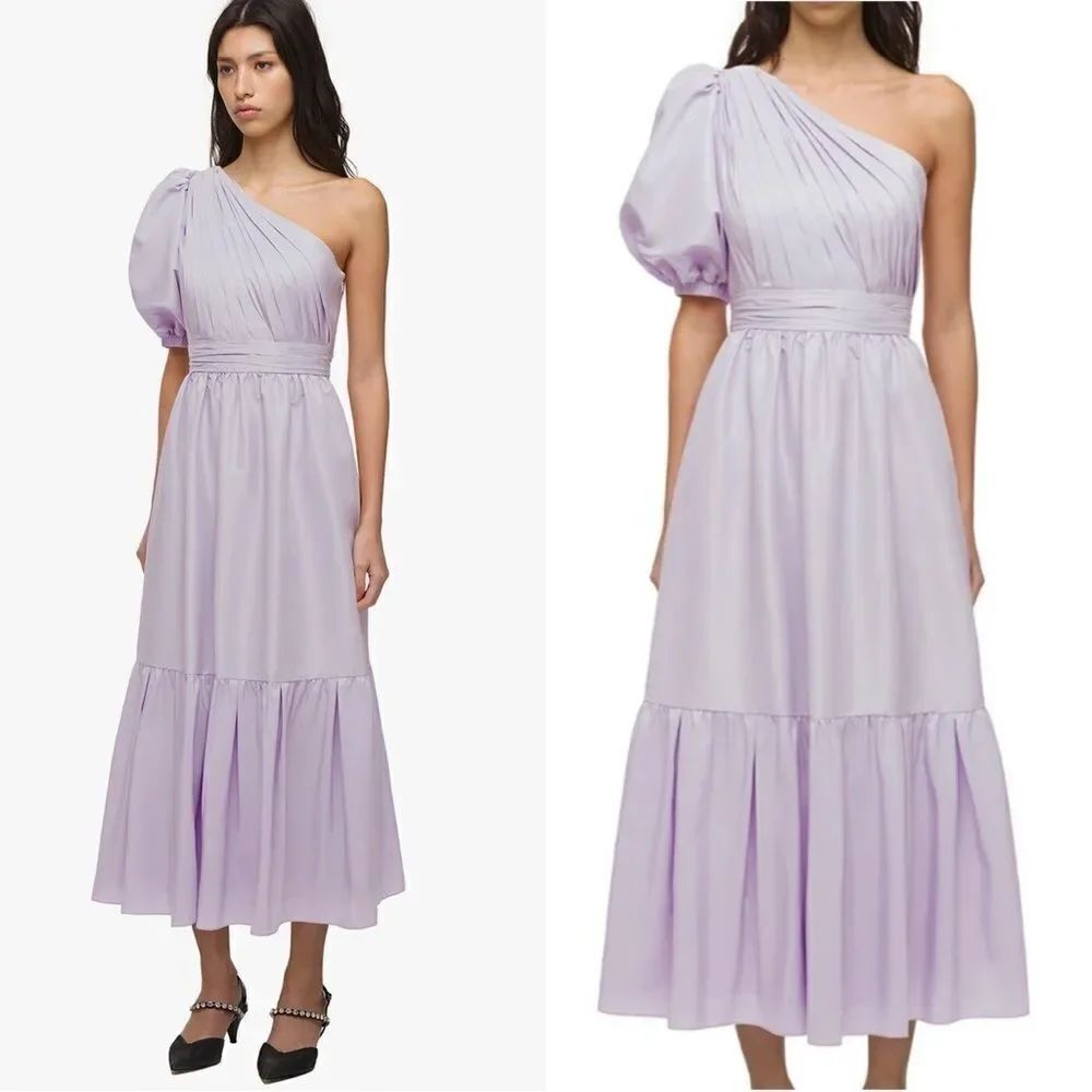NWT Self Portrait Maxi Lilac Dress One Shoulder Purple Size 2